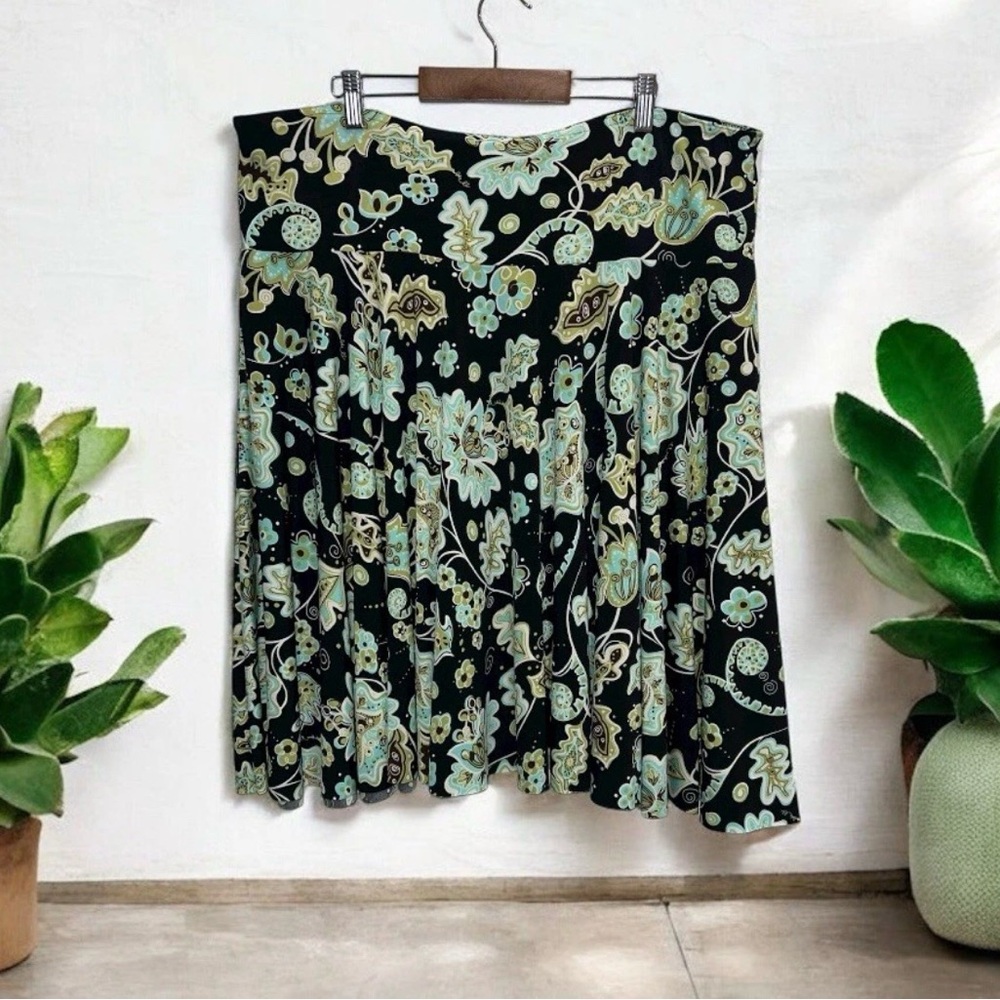 Briggs New York Women’s Stretch Floral Boho A-Line Skirt Plus Size 2X